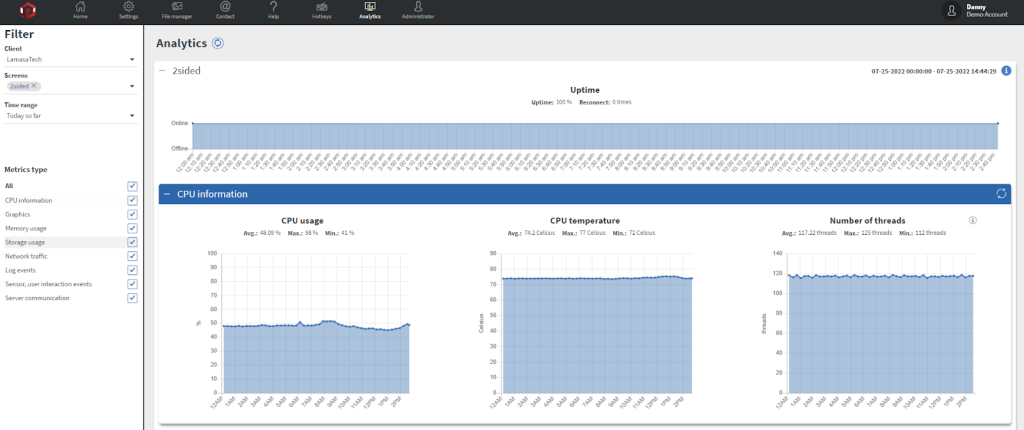 device analytics menu