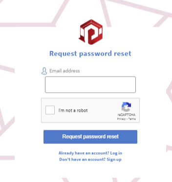 password reset screen