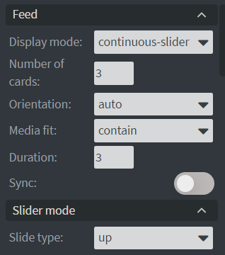 Media widget display mode continuous slider