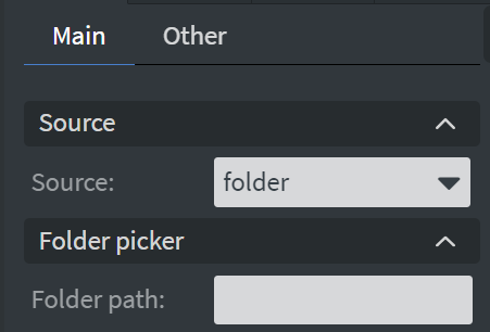 Media widget selecting folder as the source