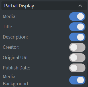Media widget partial display menu
