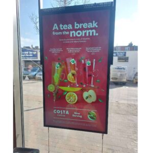 Muro UHB double-sided LamasaTech screen used in Costa Coffee