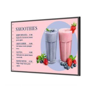 Versi digital signage display with juice menu on the screen